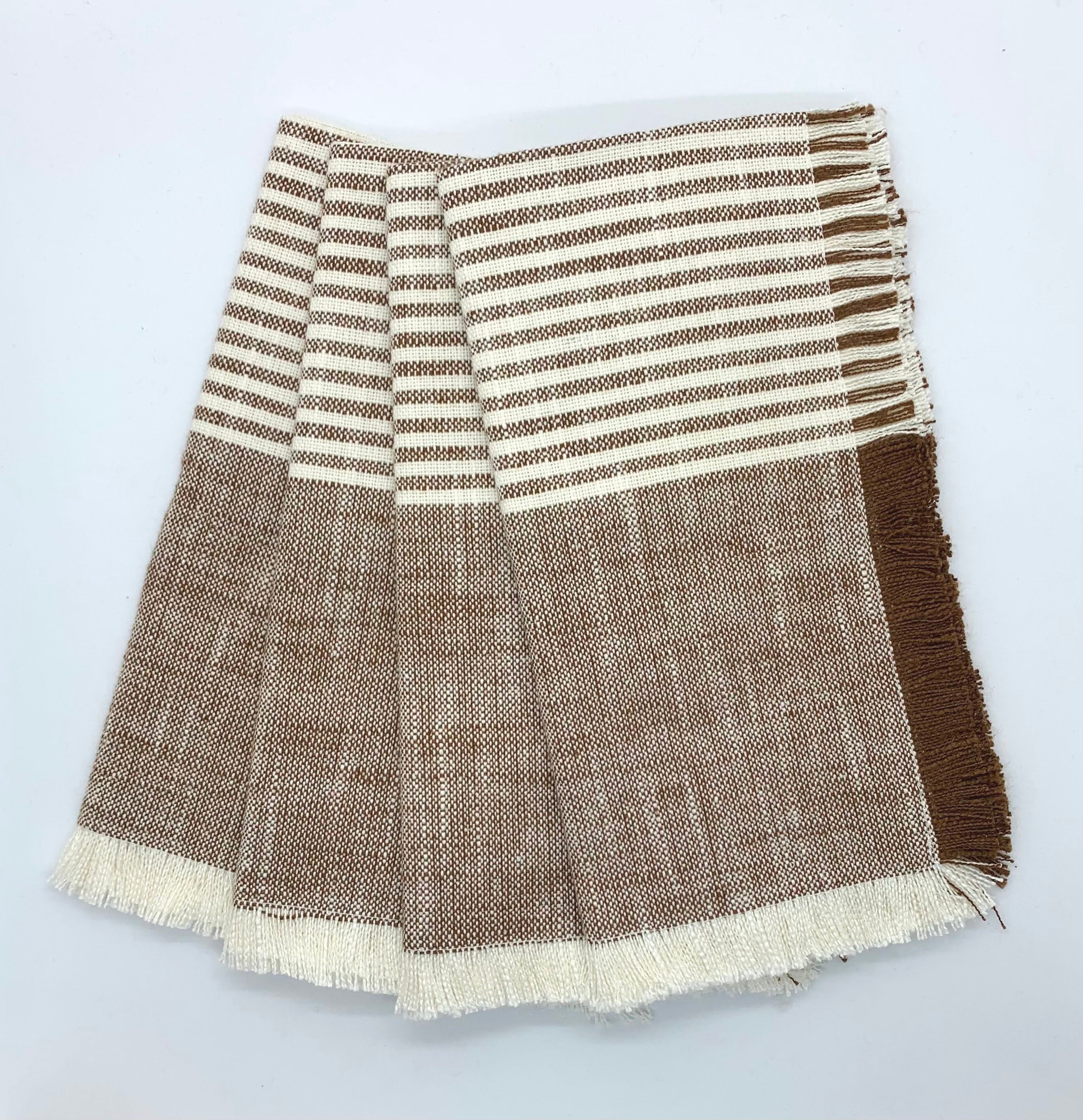 Cuisine Stripe Dinner Napkins - Set Of 4- 100% Cotton - Mocha